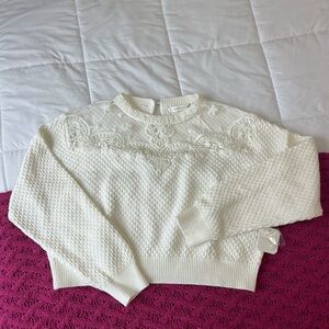 Altar'd State Cream Lace Detail Sweater